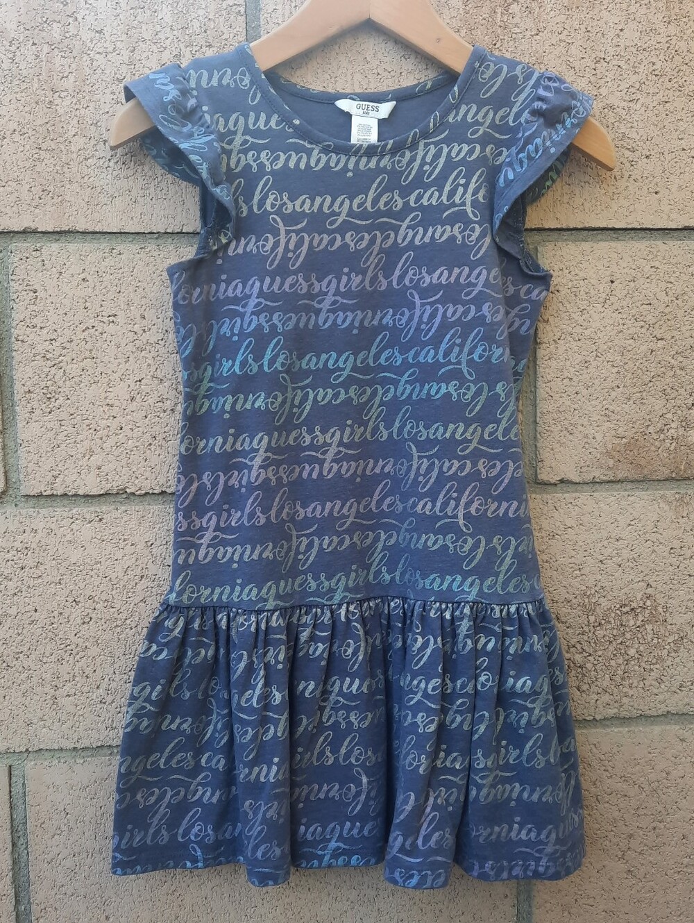 Guess Girl's Los Angeles California Short Sleeve Dress size 6X Blue